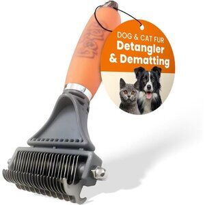 2-Sided Dematting Comb - Professional Grooming Rake for Cats & Dogs, Long Hair